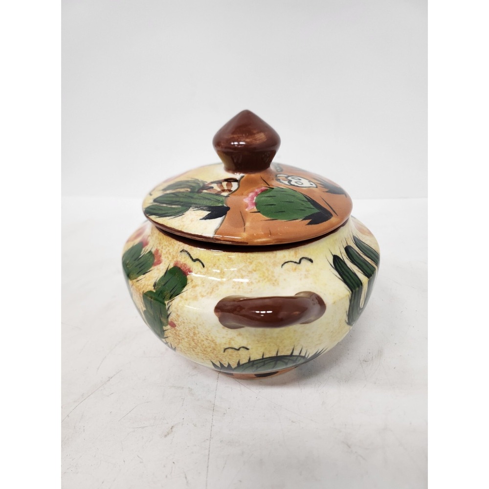 Vintage Mexican Pottery Handmade Ceramic Cactus Lidded Soup Tureen Serving Dish - Picture 6 of 14